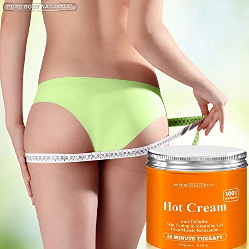 Pure Body Naturals - Crema Para La Celulitis Y Crema Para La Relajación Muscular De Pure Body Naturals Enorme 8,8 Oz, 100% Natural 87% Orgánica – Tratamiento De Gel Caliente Para La Celulitis, Reafirma La Piel – Crema Muscular, Masaje Muscular