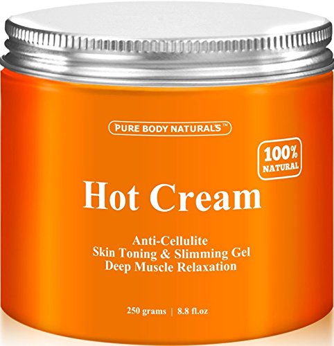 Pure Body Naturals - Crema Para La Celulitis Y Crema Para La Relajación Muscular De Pure Body Naturals Enorme 8,8 Oz, 100% Natural 87% Orgánica – Tratamiento De Gel Caliente Para La Celulitis, Reafirma La Piel – Crema Muscular, Masaje Muscular