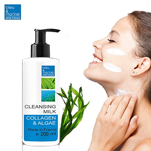 Pure Marine - Leche Limpiadora Suave con Colágeno y Algas 200 ml - Contorno de Ojos y Cara - Todo Tipo de Piel