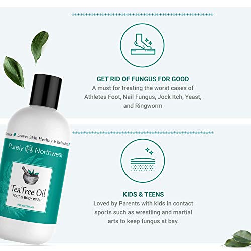 Purely Northwest Jabón antifúngico con aceite de árbol de té para el pie de los atletas, la tiña, el hongo de la uña y el picor del deportista 9oz