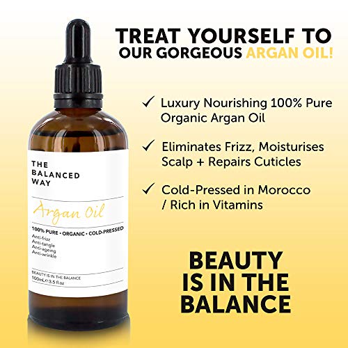 Puro aceite de argán 100% orgánico para pelo, piel, cuerpo y uñas - prensado en frío en Marruecos- hidratante anti envejecimiento / humectante antiarrugas (100ml)