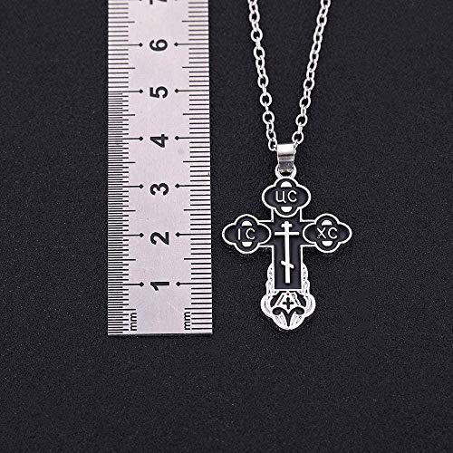 pyongjie Gancho de pez esmaltado ortodoxo Cruz de la Iglesia Oriental Jesús encantos religiosos Cristianos para Collares Pendientes Unisex