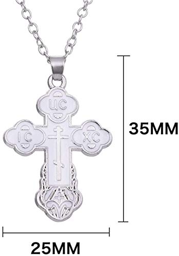 pyongjie Gancho de pez esmaltado ortodoxo Cruz de la Iglesia Oriental Jesús encantos religiosos Cristianos para Collares Pendientes Unisex