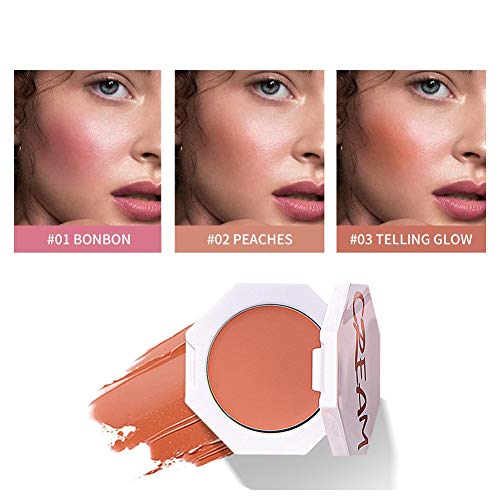 Qianren Natural Color Face Blush Cream Pink, Colorete de mejillas, Colorete de contorno facial de larga duración - Rosa melocotón, Rosa, Marrón