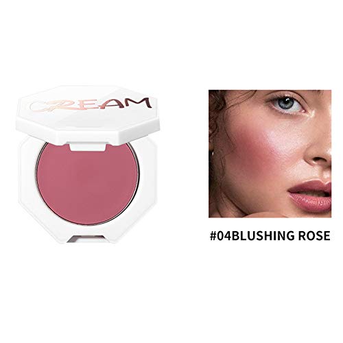 Qianren Natural Color Face Blush Cream Pink, Colorete de mejillas, Colorete de contorno facial de larga duración - Rosa melocotón, Rosa, Marrón