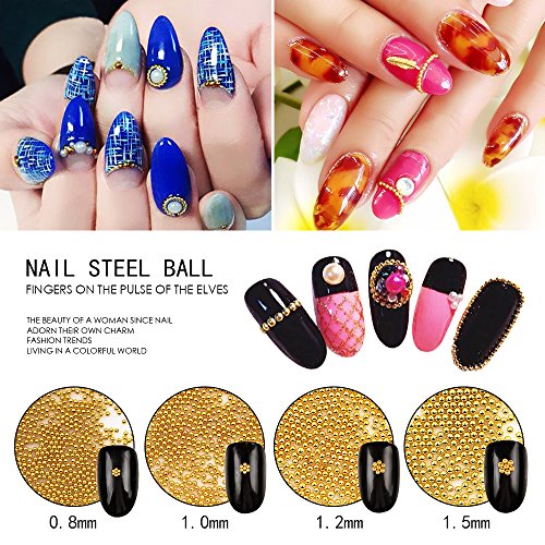 QIMEIYA 12pcs 3D Nail Art Golden/Silver/oro rosa Steel Beads Caviar Decoración de uñas Nail Art Diseños Accesorios Manicura
