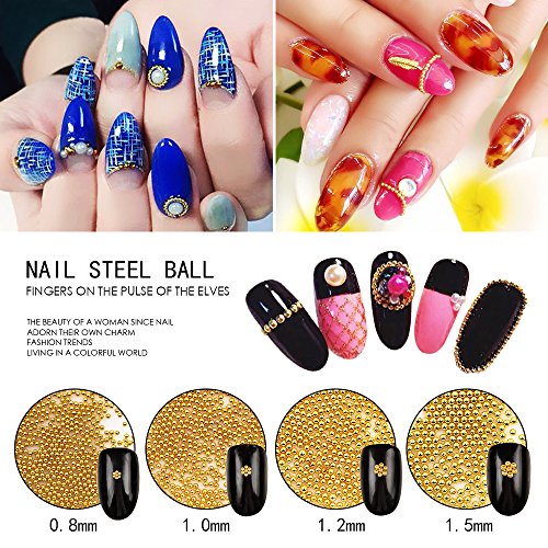 QIMEIYA 12pcs 3D Nail Art Golden/Silver/oro rosa Steel Beads Caviar Decoración de uñas Nail Art Diseños Accesorios Manicura