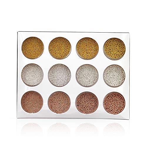 QIMEIYA 12pcs 3D Nail Art Golden/Silver/oro rosa Steel Beads Caviar Decoración de uñas Nail Art Diseños Accesorios Manicura