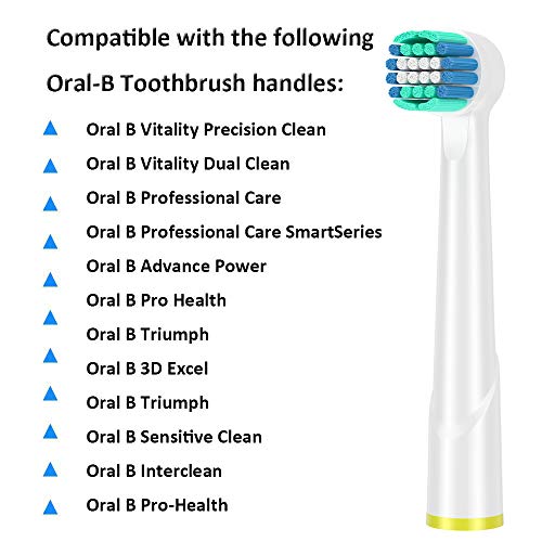 Qlebao Recambios Cepillo para Oral B, 16 Cabezales para Oral-B, Pack de 8 Precision Clean EB20, 8 Sensitive Clean, Cabezales de Cepillo de Dientes (16)