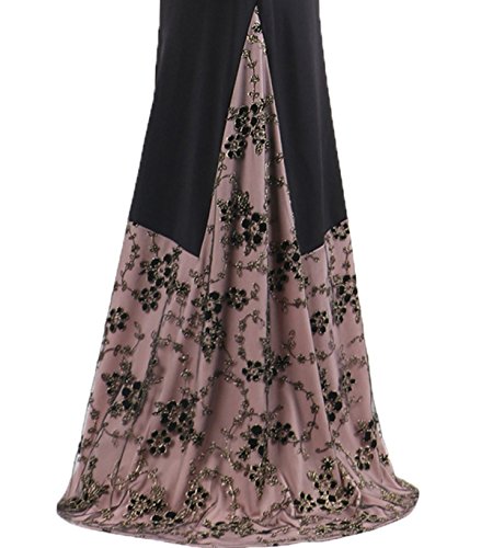 Queen Diana Mujer Fuera del Hombro Maxi Largo Noche Paseo Vestir Bordado Sirena Fiesta Formal Cóctel Vestidos (Negro, Large)
