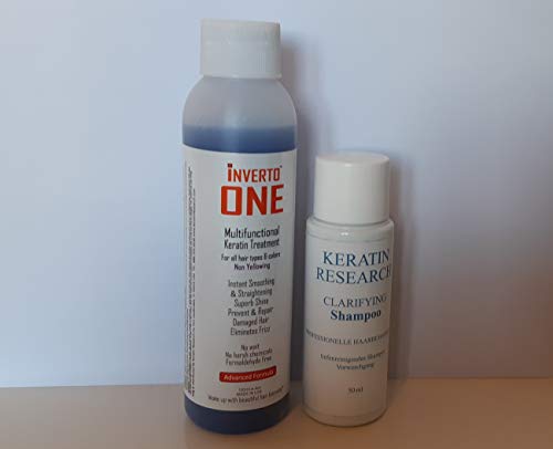 Queratina brasileña orgánica Inverto 60, tratamiento para alisado del cabello, libre de formaldehído, 1 kit de 120 ml + 100 ml + 50 ml de champú aclarador gratis