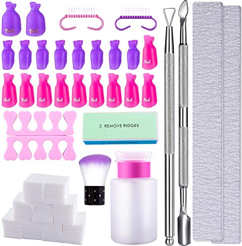 Queta Kit de Herramientas para Uñas Removedor, Kit de Uñas Removedor el Esmalte,Clip de Removedor de Uñas para quitar esmalte semipermanente y Quitar Cutículas
