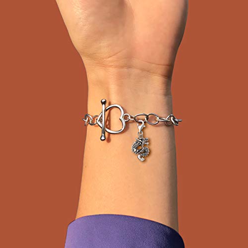 Quiges Charm con Cierre Colgante Dragón Chino de Plata de Ley 925 Mujer para Pulseras Europeas