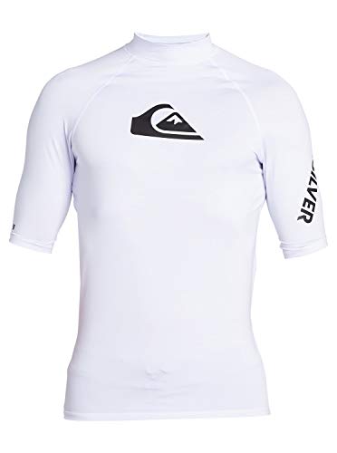 Quiksilver All Time - Licra De Manga Corta con Protección Solar UPF 50 para Hombre S/SL Surf tee, Hombre, White, L