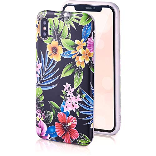 Qult motivoo Flores Carcasa para Móvil Compatible con iPhone 11 Funda Negro Mate Slim Design Case iPhone 11 siliconaa Bumper con Dibujos Flores de la Noche