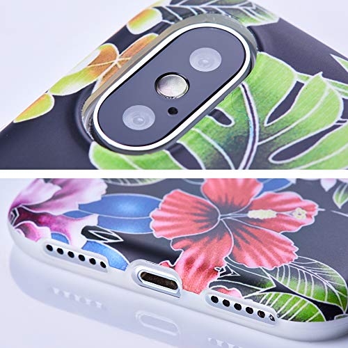 Qult motivoo Flores Carcasa para Móvil Compatible con iPhone 11 Pro MAX Funda Negro Mate Slim Design Case siliconaa Bumper con Dibujos Flores de la Noche