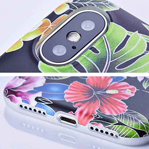 Qult motivoo Flores Carcasa para Móvil Compatible con iPhone 11 Pro MAX Funda Negro Mate Slim Design Case siliconaa Bumper con Dibujos Flores de la Noche