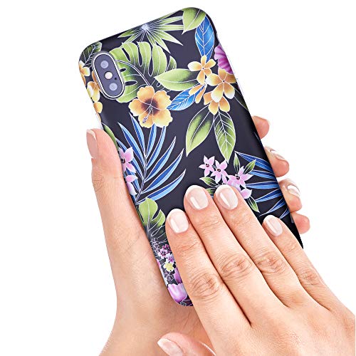 Qult motivoo Flores Carcasa para Móvil Compatible con iPhone 11 Pro MAX Funda Negro Mate Slim Design Case siliconaa Bumper con Dibujos Flores de la Noche