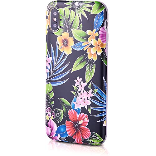 Qult motivoo Flores Carcasa para Móvil Compatible con iPhone 7 iPhone 8 Funda Negro Mate Slim Design Case siliconaa Bumper con Dibujos Flores de la Noche