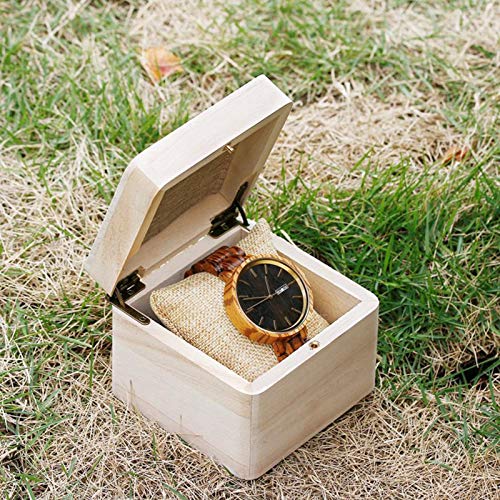 QZPM Moda Reloj De Madera para Hombres, Pantalla para Visualización de la Fecha Multifuncional Reloj Deportivo Ocio De Movimiento De Cuarzo Analógica,Negro