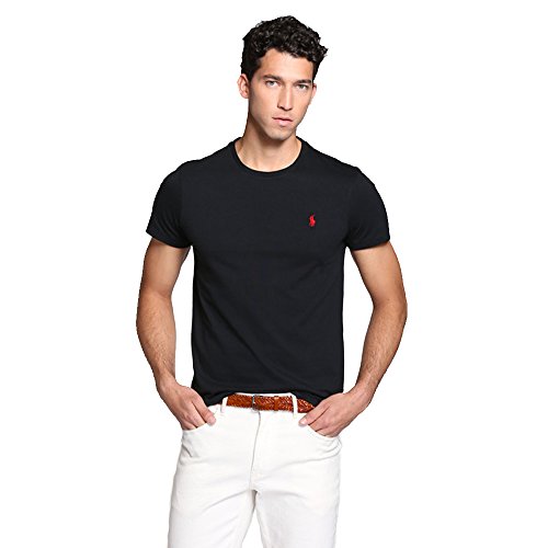 Ralph Lauren Camiseta para Hombre Custom Fit (L, Negro)