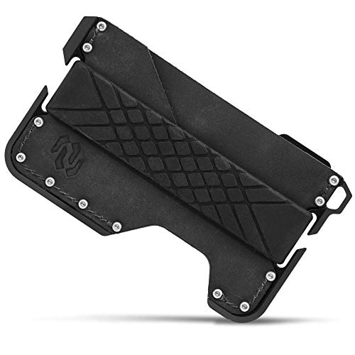 Rango Elegance: Cartera Tarjetero Hombre Minimalista de Piel y Metal (Aluminio) con Protección Antirrobo (Bloqueo RFID/NFC) Carteras Pequeñas y Compactas para 8 Tarjetas Diseñadas en España