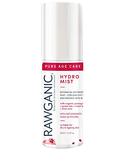 RAWGANIC Anti-aging Hydro Mist - Spray suave revitalizante e hidratante con Aloe Vera, Granada, Sauce Violeta y Té Verde - Botella de 100ml (100 ml bottella)