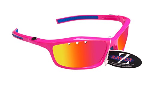 Rayzor – Gafas rosa deportes Wrap Ciclismo Gafas de sol, con un Iridium Vented Rosa Espejo antideslumbrante lente