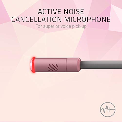 Razer Kraken Kitty Auriculares para juegos (auriculares Cat Ear con iluminación cromática RGB, micrófono con reducción de ruido activa, audio espacial THX, controles en el audífono), Quartz / Rosa