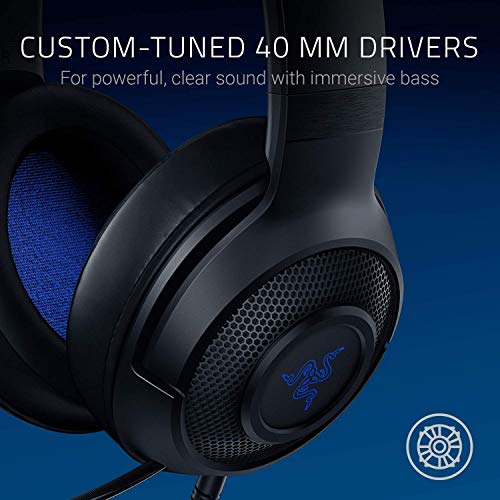 Razer Kraken X para Consolas Auriculares Gaming Ultraligero para PC, Mac, PS4, Xbox One & Switch con sonido Envolvente 7.1, Controles en los Auriculares, Negro