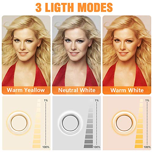 RE Anillo de luz LED 10” para Selfie con Tripode Ajustable, 3 Modos de Colores y 10 Niveles Ajustables 96 LED Brillos para Maquillaje, Youtube Video, Tiktok, Cosméticos y Fotografía Vlog Ins