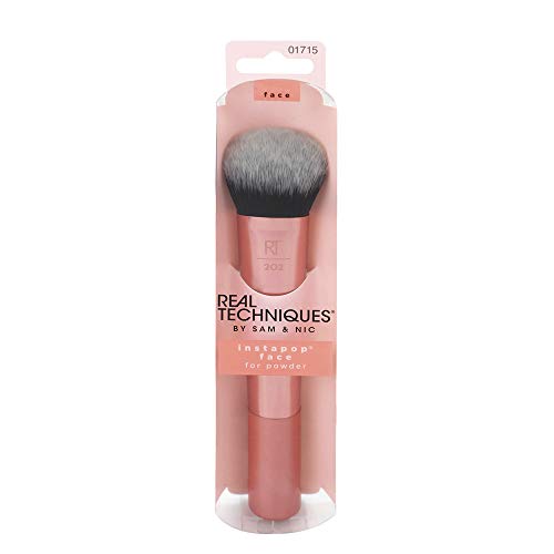 Real Techniques instapop® - Brocha para maquillaje de rostro, ideal para bases o polvos (el color del mango y del embalaje pueden variar)