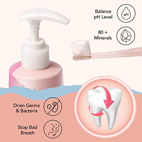 Realrael Pasta de dientes orgánica con sal rosa del Himalaya, natural, vegana, sin parabenos, anticavidad, bomba única reciclable, aliento fresco, cuidado bucal (10,58 oz / 300 g)