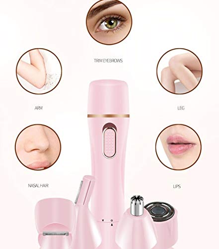 Recargable removedor del pelo facial de las mujeres sin dolor facial pelo Trimmer eléctrico portátil Razor 4en1 USB Aplicar for Bikini/cejas/pelusa del melocotón/del pelo facial/Lip/Chin