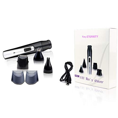Recargable removedor del pelo facial de las mujeres sin dolor facial pelo Trimmer eléctrico portátil Razor 4en1 USB Aplicar for Bikini/cejas/pelusa del melocotón/del pelo facial/Lip (Color : Black)
