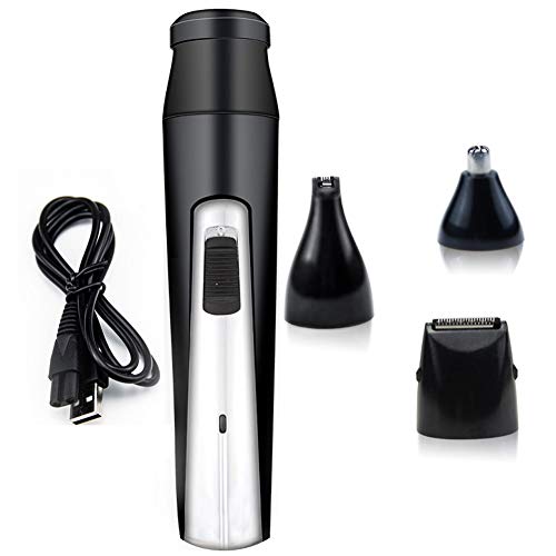 Recargable removedor del pelo facial de las mujeres sin dolor facial pelo Trimmer eléctrico portátil Razor 4en1 USB Aplicar for Bikini/cejas/pelusa del melocotón/del pelo facial/Lip (Color : Black)