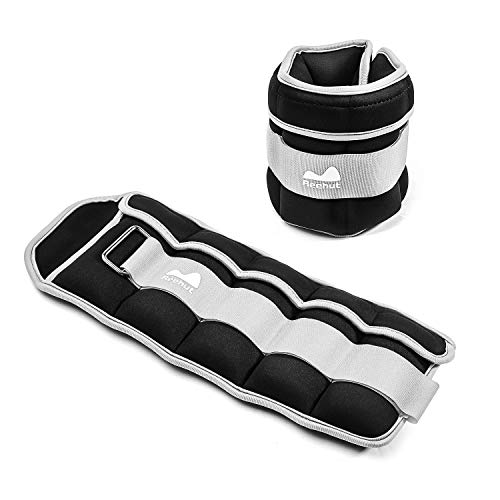 REEHUT Pesas Ajustables para Tobillo y muñeca con Correa para Fitness, Correr, Caminar, Senderismo y Gimnasio (1-5 Libras por Peso, 2-10 Libras por par)
