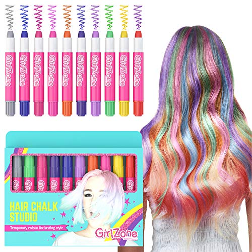 Regalos para Niñas | Tizas para el pelo | 10 Tizas de Color | Lavables | Fácil usar: 10 Colores Metálicos | Hair Chalk for Girls 3 4 5 6 7 8 9 10 11 12 Años