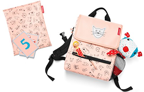 reisenthel - Mochila infantil (21 x 28 x 12 cm, 5 L), Cats and Dogs Rose (Rojo) - IE3064