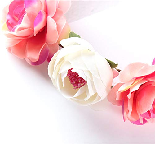REKYO 3pcs Flor Hecha a Mano Diadema Corona Floral, Novia Corona Boda Halo Guirnalda Floral Bandas Para La Cabeza Casco Con Cinta Para Apoyos De La Foto De Fiesta De Boda