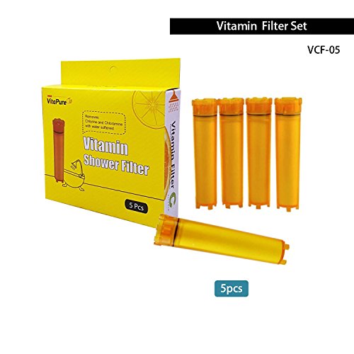 Rellena 5 unidades de filtros de cartucho para todos los cabezales de ducha de vitamina C SONAKI - Elimina el cloro y las cloraminas hasta en un 99% [VCF-05]