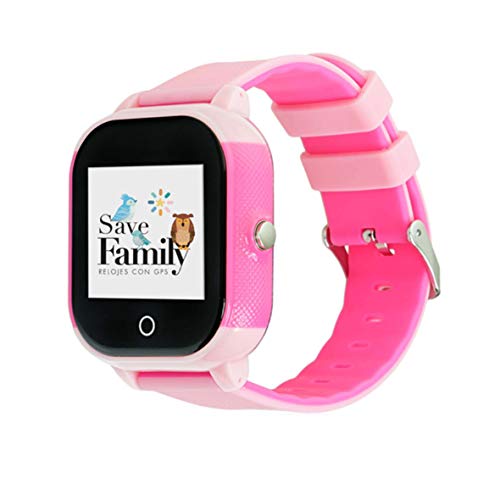 Reloj con GPS para niños SaveFamily Modelo Junior Acuático Rosa. Smartwatch con botón SOS, permite llamadas y mensajes. Resistente al agua Ip67. APP propia SaveFamily. Incluye Cargador