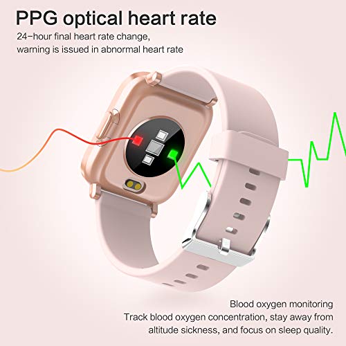 Reloj Inteligente Mujer Rosa, GRDE Smartwatch Fitness 24H Monitor de Oxigeno(SpO2)/Ritmo Cardíaco/Sueño, 5ATM Impermeable Reloj GPS Running con 18 Modo Deportivos, Reloj Pantalla Táctil con Podómetro