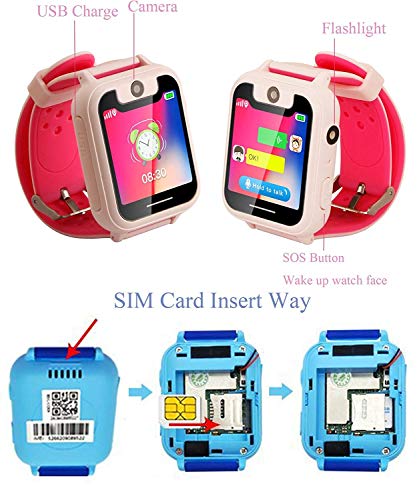 Reloj Inteligente para Niños,LDB Eu Smartwatch Niños GPS / LBS Tracker Pantalla Táctil SOS Llamada Bidireccional Linterna Juego Chat de Voz Perfecto Regalo de Cumpleaños