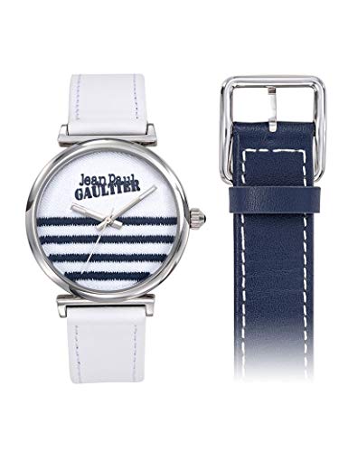 Reloj para mujer – Jean Paul Gaultier – Vice Versa – Correa de piel reversible blanco y azul – 8506601