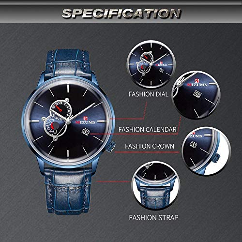 Relojes De Pulsera,Reloj De Cuarzo Resistente Al Agua con Calendario De 3 Ojos Falso para Hombre, Concha Dorada, Dorado