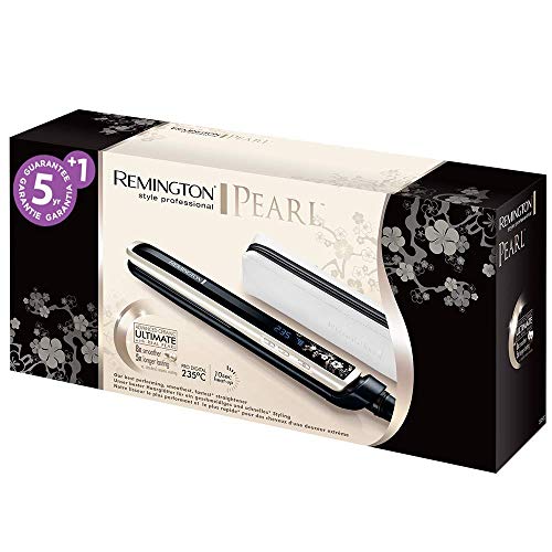 Remington S9500 Pearl - Plancha de Pelo, Cerámica Avanzada con Perla, Digital, color Blanco y Negro