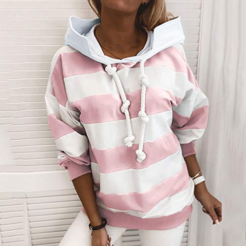 ReooLy Parte Superior Caliente, Sudadera con Capucha y Estampado navideño de Manga Larga para Mujer(Rosado，S)