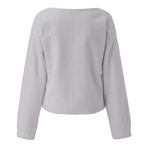 ReooLy Sueter de Lana, Sudadera con Capucha Holgada para Mujer, Cuello Redondo, Estampado de Girasol, Manga Larga(Gris，XXL)
