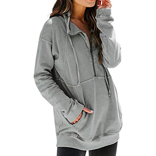 ReooLy Sueter de Lana, Sudadera con Capucha y Estampado navideño de Manga Larga para Mujer(Gris，XXXXL)